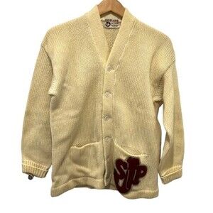 Highland knitting mills wool vintage cream letterman cardigan